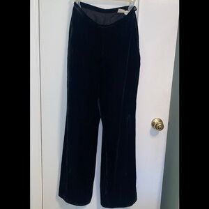 PART TWO Vintage Black Velvet Silk Wide-Leg Pants Classic Evening Trousers